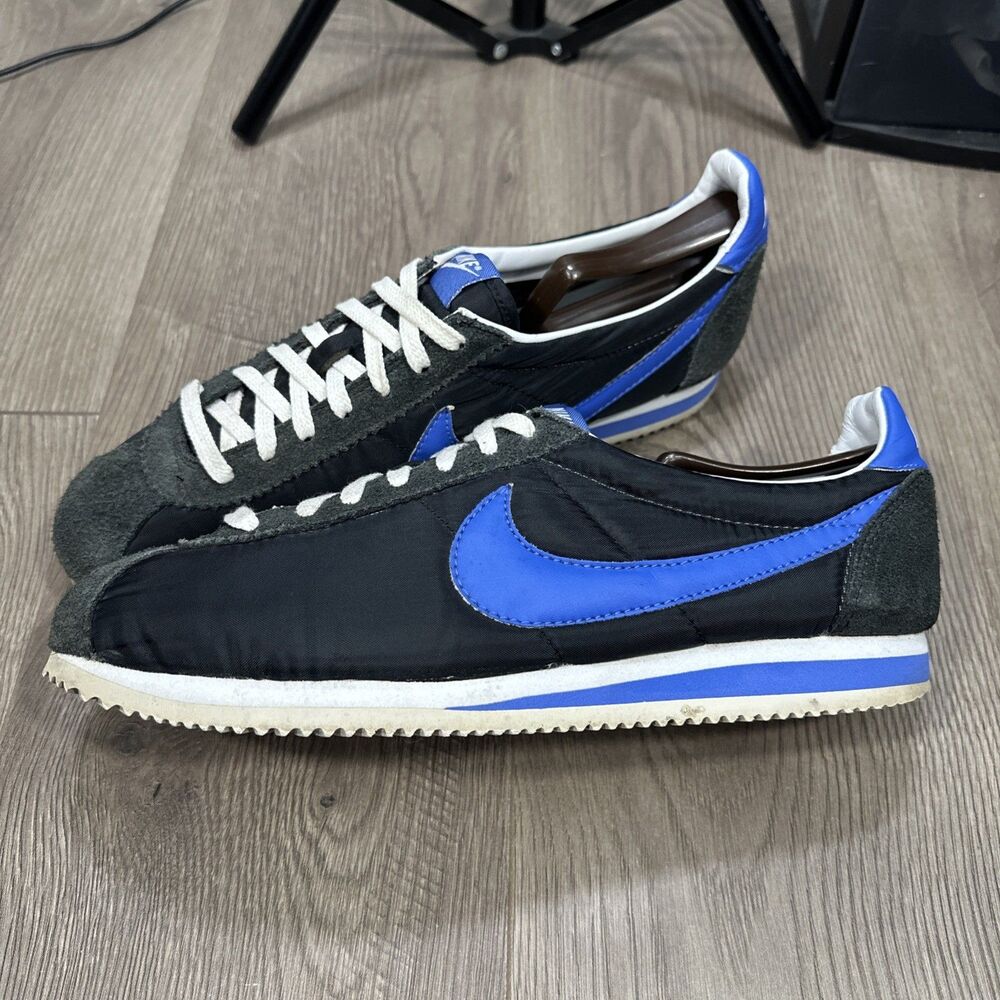 Nike 2008 Cortez Nylon Sneakers Men’s Size 11.5 Black W/ Blue Swoosh